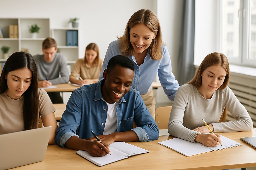 academia-ingles-sabadell-grupo-de-alumnos-y-profesora